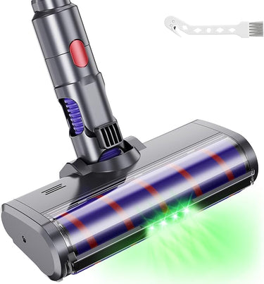 EVARY Cabezal de repuesto de cepillo turbo eléctrico motorizado compatible con Dyson V7 V6 V10 V11 V15, accesorios de cepillo de suelo con accionamiento directo y luces LED para alfombras, parquet y